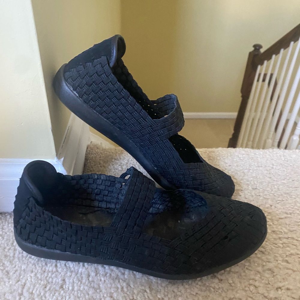 Steve Madden Black Textured Slip-Ons